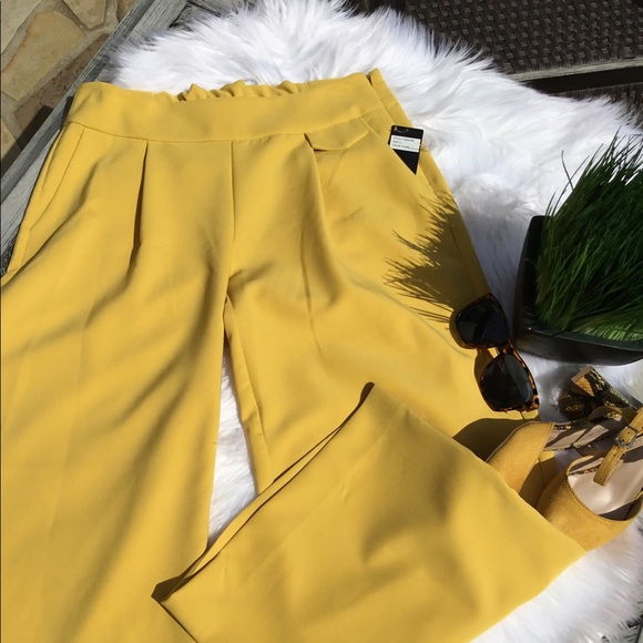 NWT ERIC Dijon mustard high waisted ankle wide leg - Picture 5 of 5